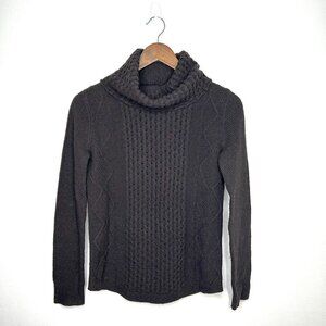 Theory Grisel Turtleneck Cable Knit 100% Wool Sweater Grey Medium